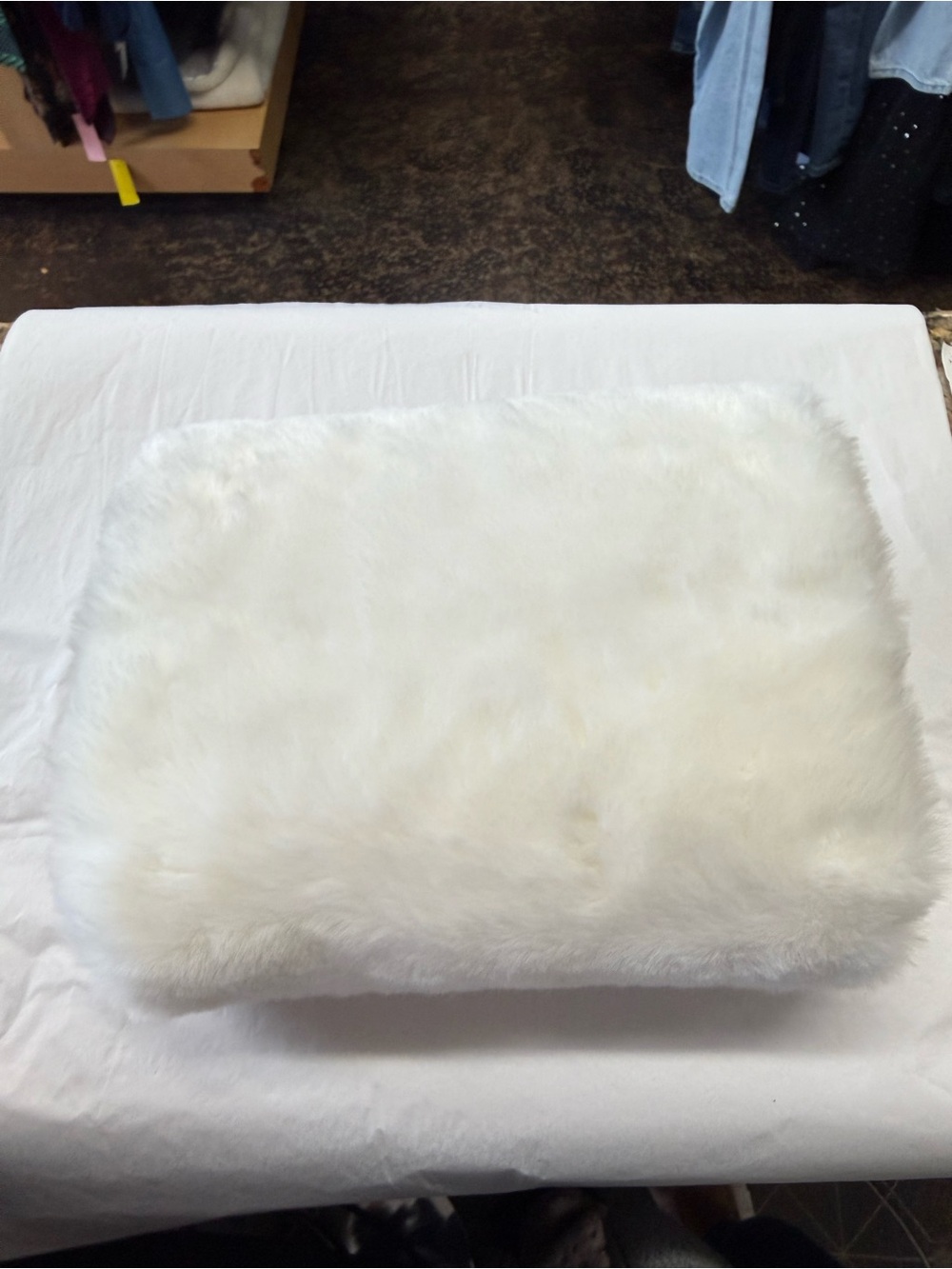 Vintage David’s Bridal Michaelangelo White Faux Fur Bridal Muff Hand Warmer